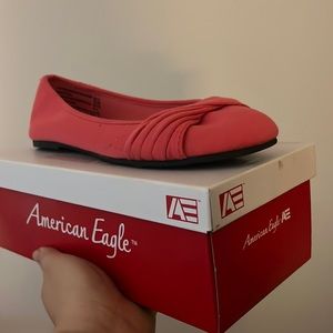 Coral Pink Canvas Twist Strap Flat